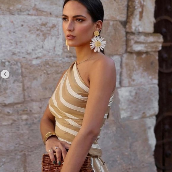 ZARA NEW WOMAN STRIPE ASYMMETRIC JACQUARD TOP TOFFEE XS 4437/065 BLOGGERS - Picture 5 of 5